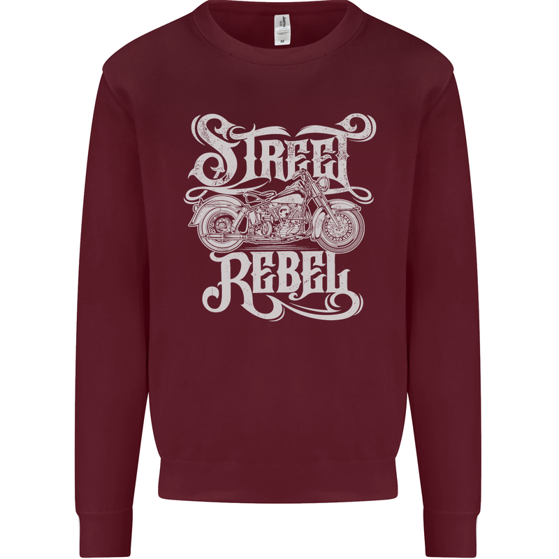 Street Rebel Motorcycles Motorbike Biker Mens Sweatshirt Jumper Maroon