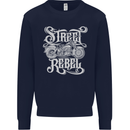 Street Rebel Motorcycles Motorbike Biker Mens Sweatshirt Jumper Navy Blue