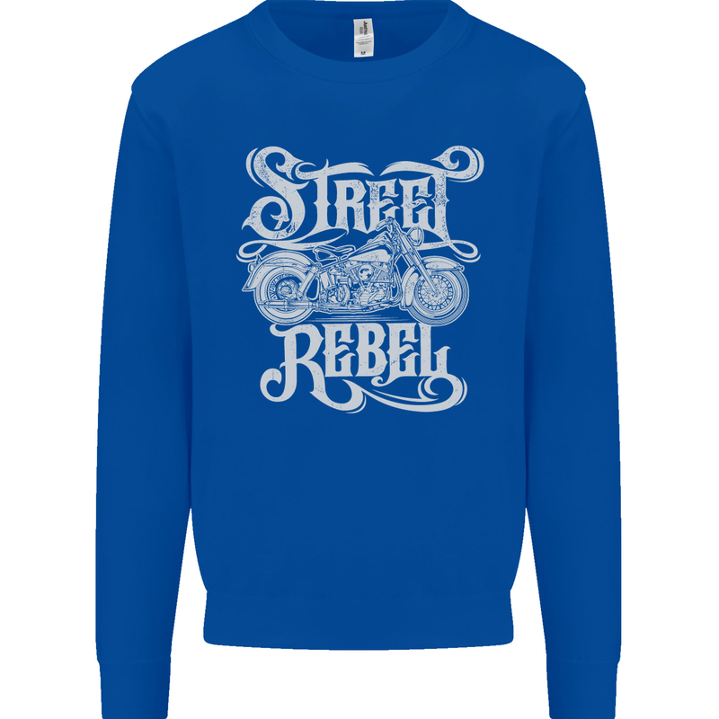 Street Rebel Motorcycles Motorbike Biker Mens Sweatshirt Jumper Royal Blue