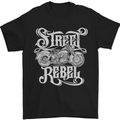 Street Rebel Motorcycles Motorbike Biker Mens T-Shirt Cotton Gildan Black