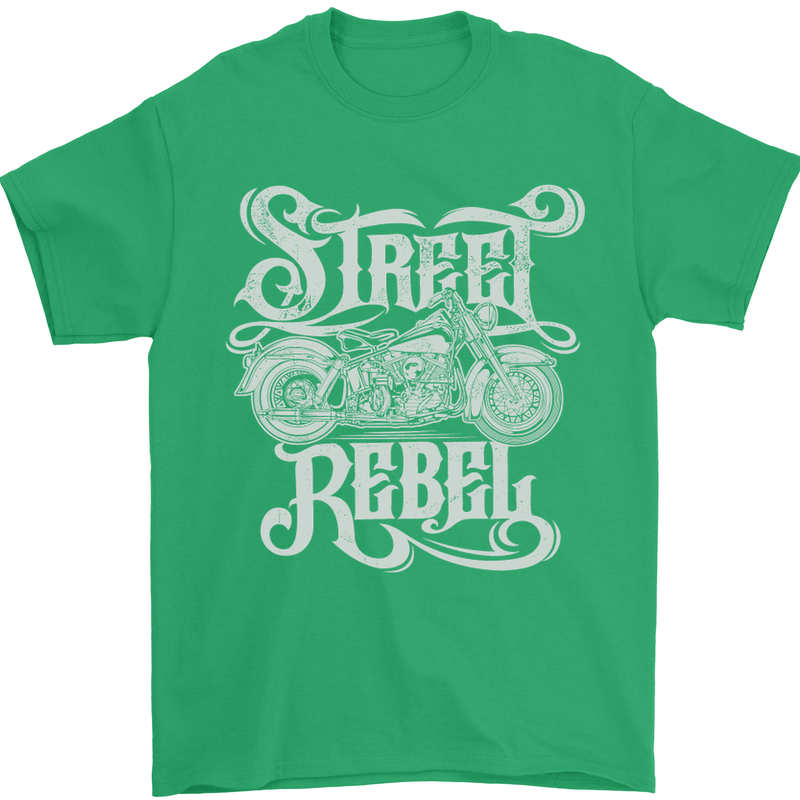 Street Rebel Motorcycles Motorbike Biker Mens T-Shirt Cotton Gildan Irish Green