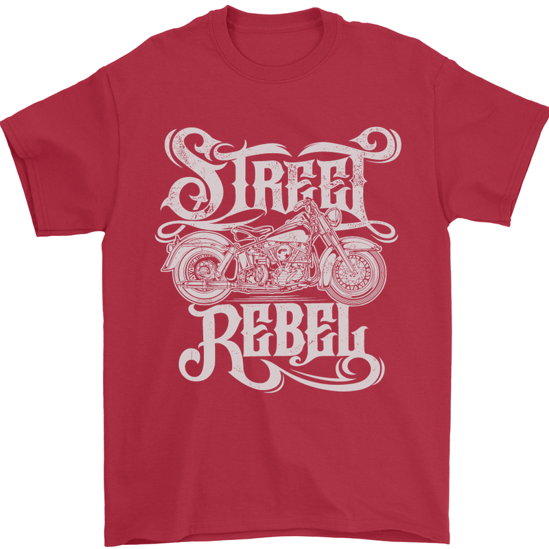 Street Rebel Motorcycles Motorbike Biker Mens T-Shirt Cotton Gildan Red