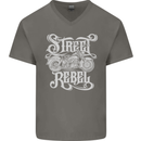 Street Rebel Motorcycles Motorbike Biker Mens V-Neck Cotton T-Shirt Charcoal