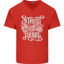 Street Rebel Motorcycles Motorbike Biker Mens V-Neck Cotton T-Shirt Red