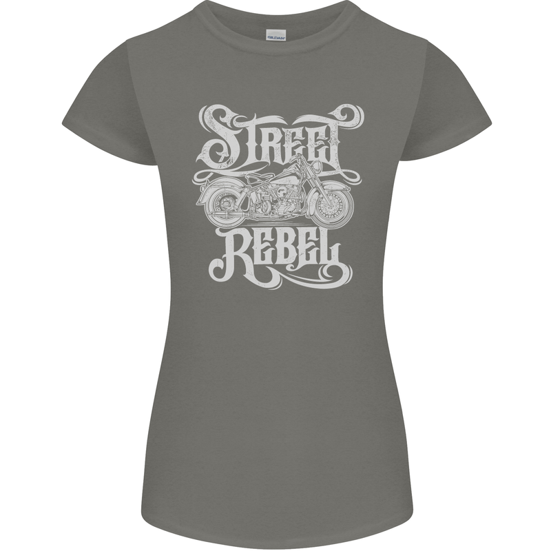 Street Rebel Motorcycles Motorbike Biker Womens Petite Cut T-Shirt Charcoal