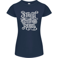Street Rebel Motorcycles Motorbike Biker Womens Petite Cut T-Shirt Navy Blue