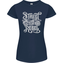Street Rebel Motorcycles Motorbike Biker Womens Petite Cut T-Shirt Navy Blue