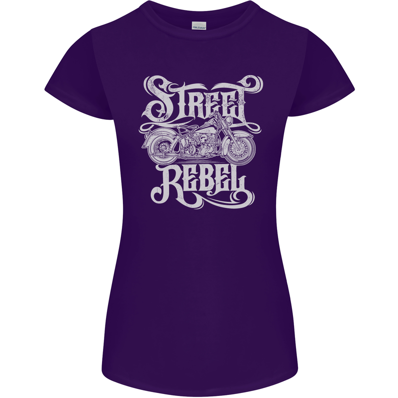 Street Rebel Motorcycles Motorbike Biker Womens Petite Cut T-Shirt Purple