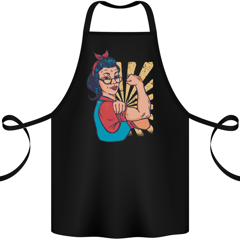 Strong Successful Woman Cotton Apron 100% Organic Black
