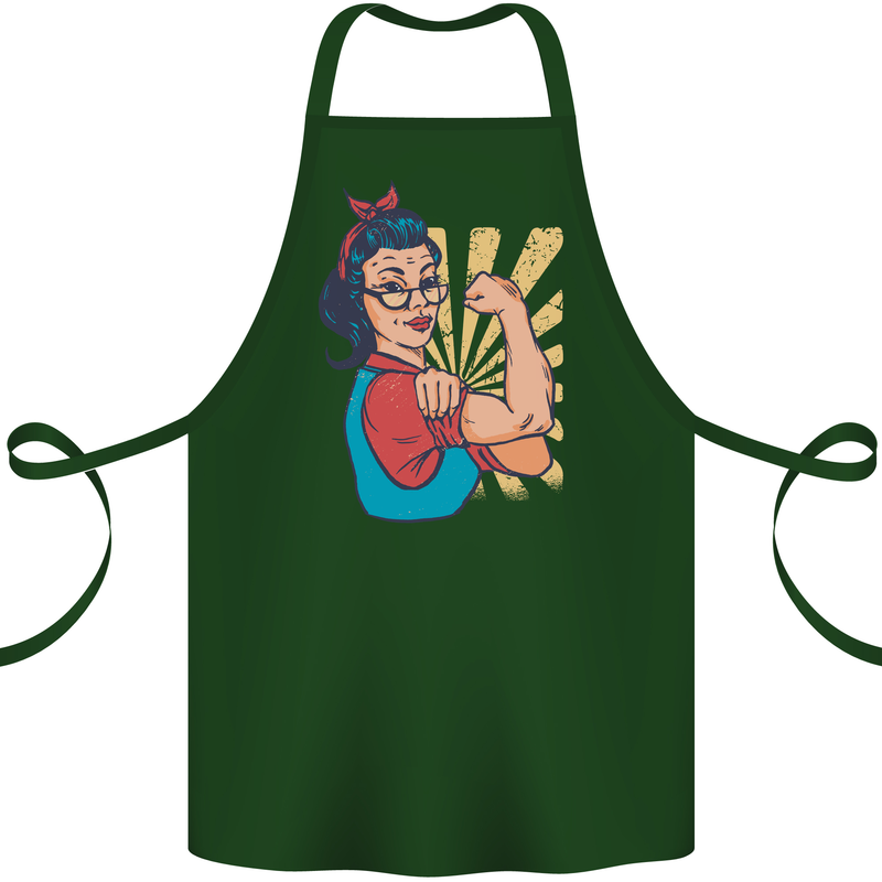 Strong Successful Woman Cotton Apron 100% Organic Forest Green
