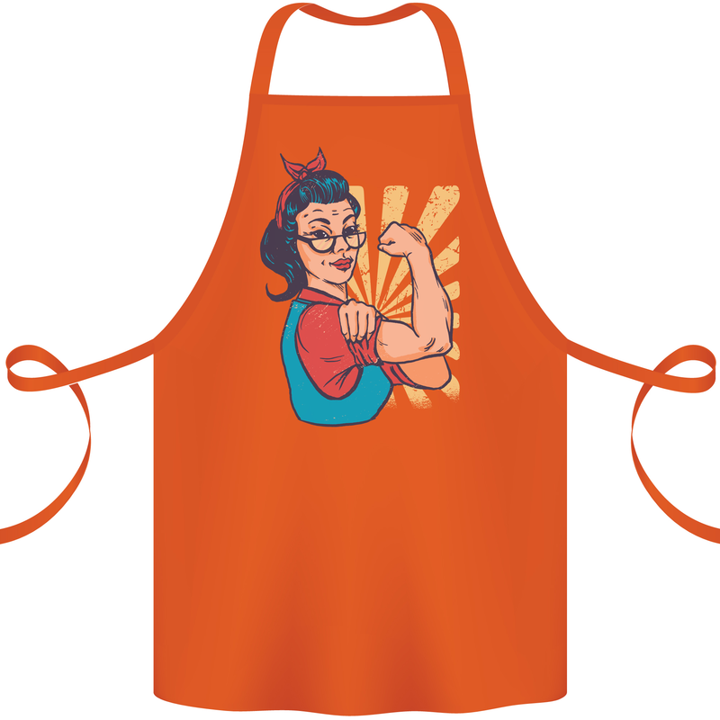 Strong Successful Woman Cotton Apron 100% Organic Orange
