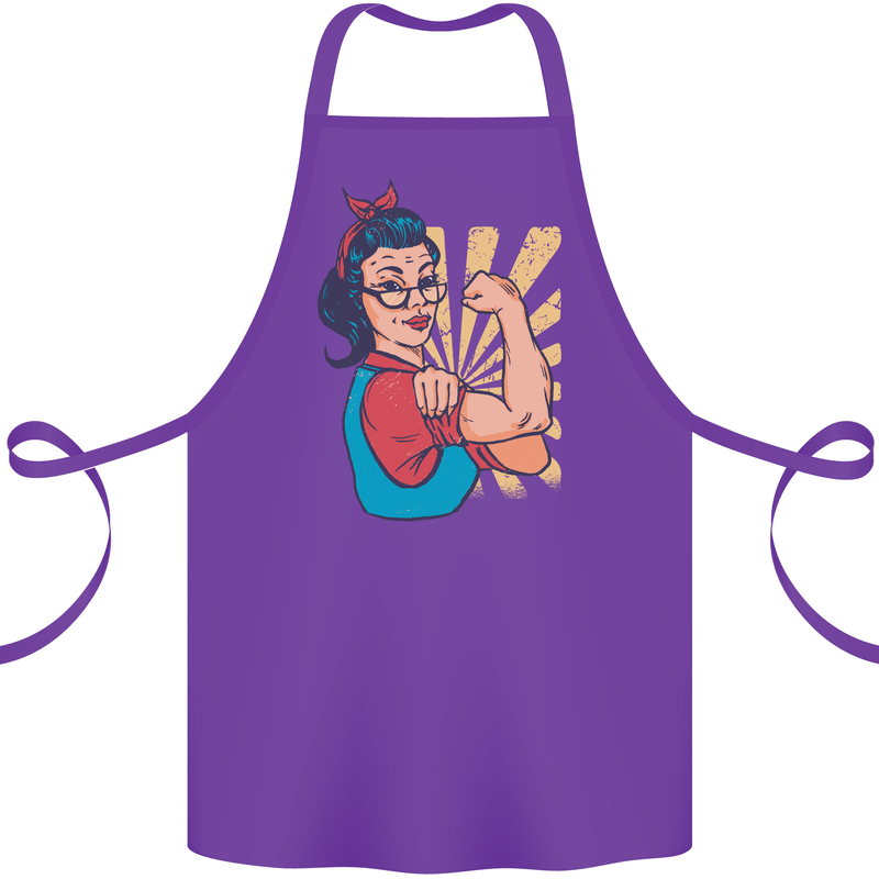 Strong Successful Woman Cotton Apron 100% Organic Purple