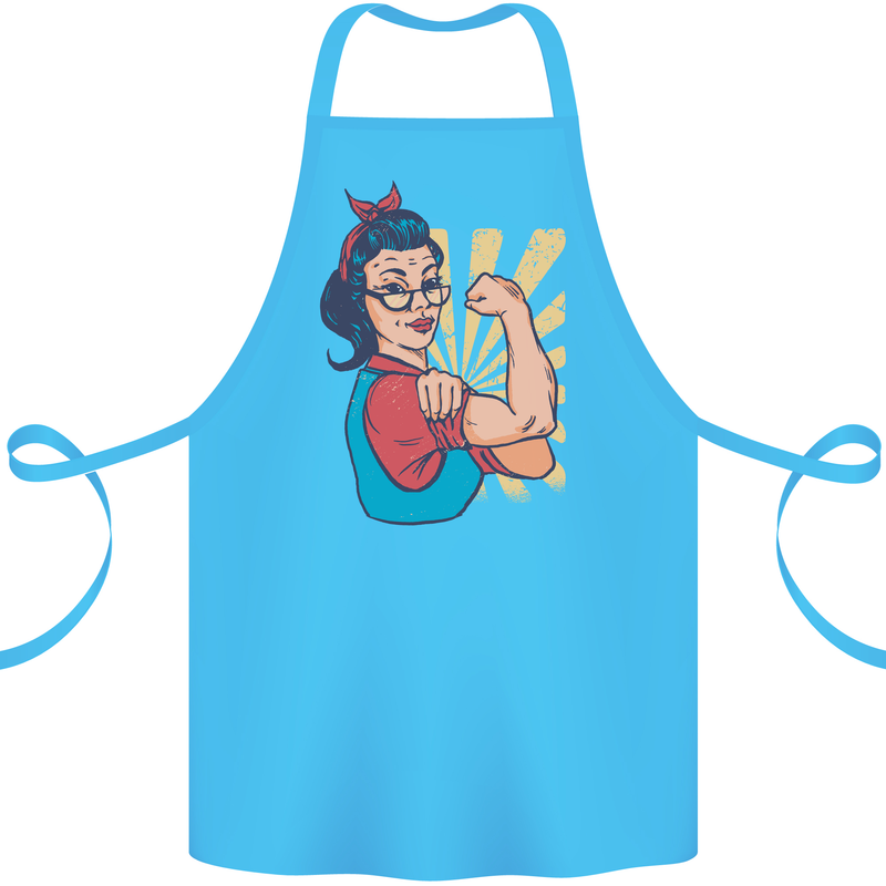 Strong Successful Woman Cotton Apron 100% Organic Turquoise