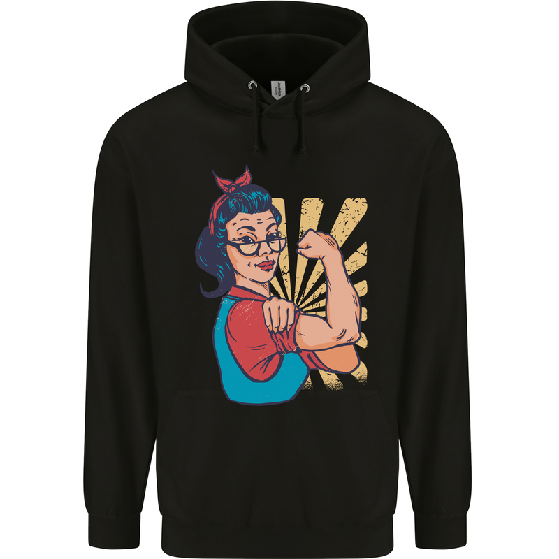 Strong Successful Woman Mens 80% Cotton Hoodie Black