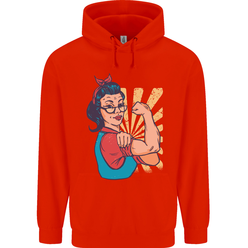 Strong Successful Woman Mens 80% Cotton Hoodie Bright Red