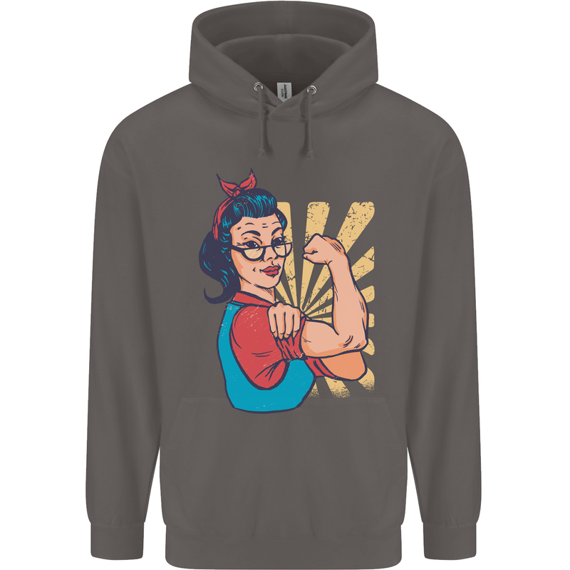 Strong Successful Woman Mens 80% Cotton Hoodie Charcoal