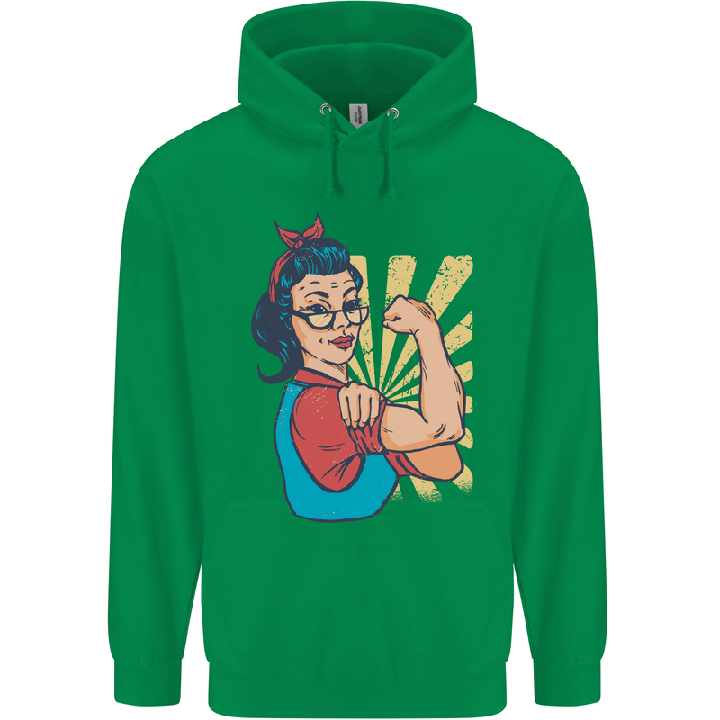 Strong Successful Woman Mens 80% Cotton Hoodie Irish Green