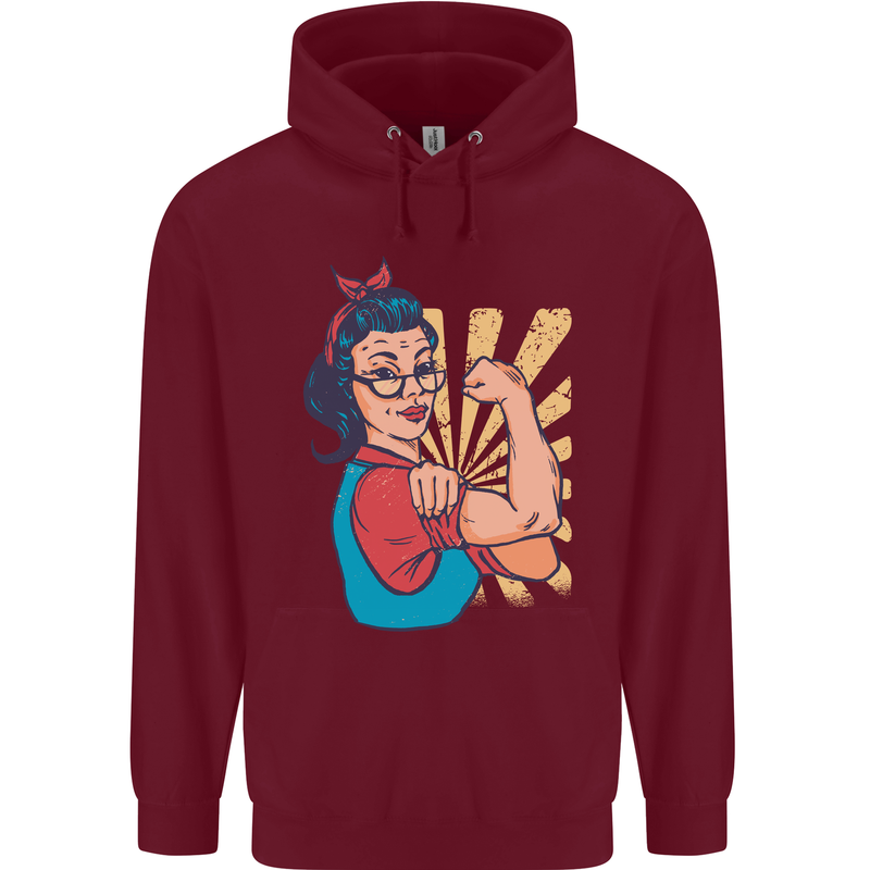 Strong Successful Woman Mens 80% Cotton Hoodie Maroon