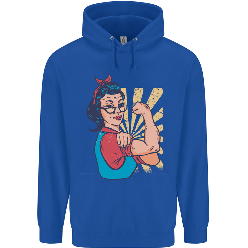 Strong Successful Woman Mens 80% Cotton Hoodie Royal Blue