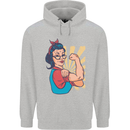Strong Successful Woman Mens 80% Cotton Hoodie Sports Grey