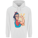 Strong Successful Woman Mens 80% Cotton Hoodie White
