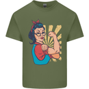 Strong Successful Woman Mens Cotton T-Shirt Tee Top Military Green