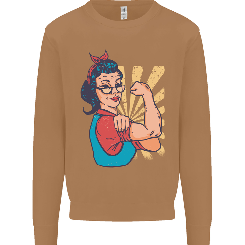 Strong Successful Woman Mens Sweatshirt Jumper Caramel Latte
