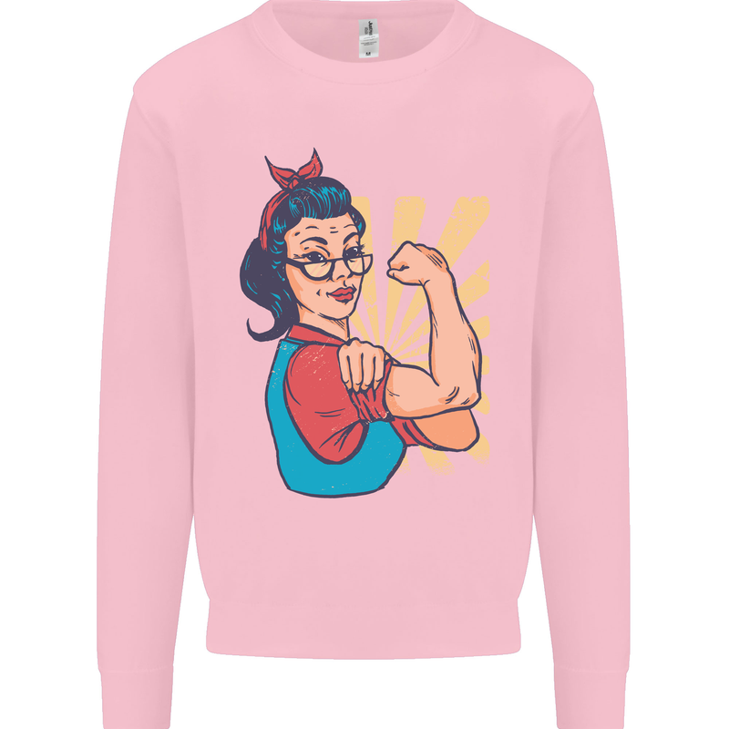 Strong Successful Woman Mens Sweatshirt Jumper Light Pink