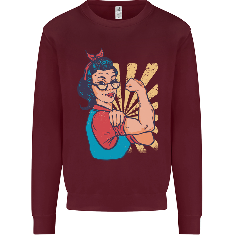 Strong Successful Woman Mens Sweatshirt Jumper Maroon