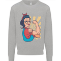 Strong Successful Woman Mens Sweatshirt Jumper Sports Grey