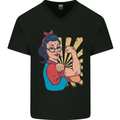 Strong Successful Woman Mens V-Neck Cotton T-Shirt Black