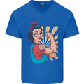 Strong Successful Woman Mens V-Neck Cotton T-Shirt Royal Blue