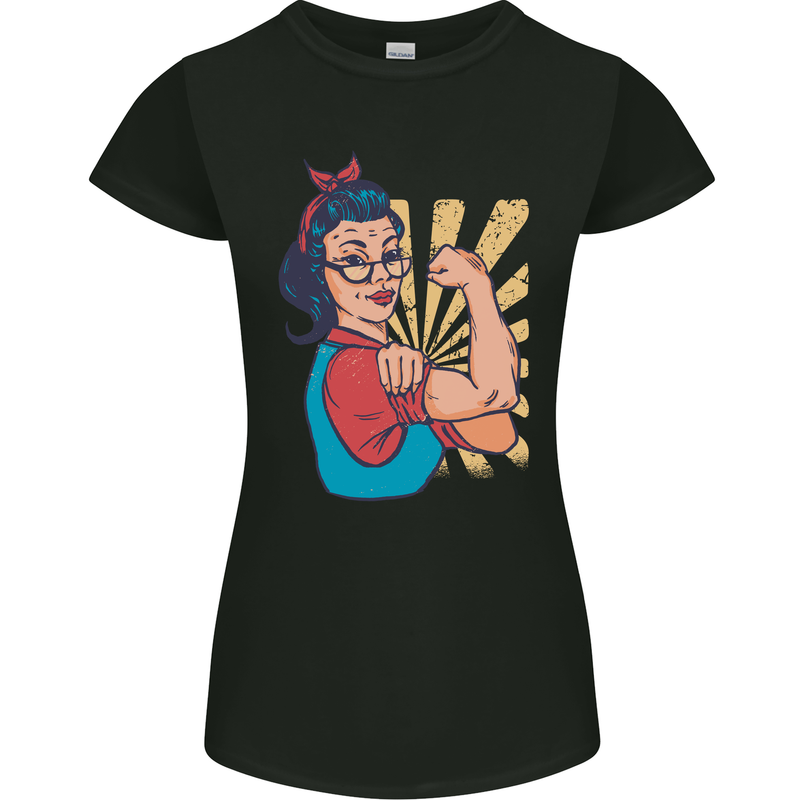 Strong Successful Woman Womens Petite Cut T-Shirt Black