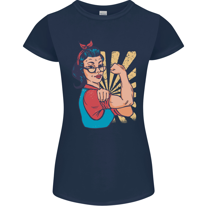 Strong Successful Woman Womens Petite Cut T-Shirt Navy Blue
