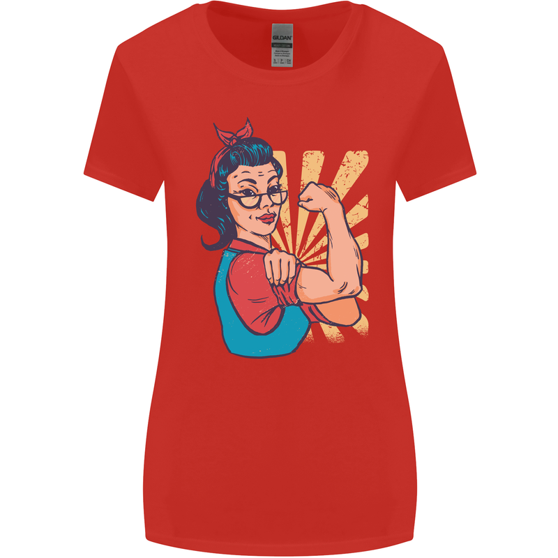 Strong Successful Woman Womens Wider Cut T-Shirt Red