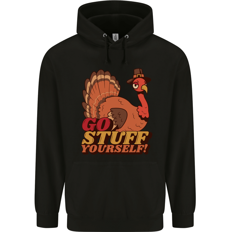 Stuff Yourself Funny Vegetarian Vegan Turkey Childrens Kids Hoodie Black