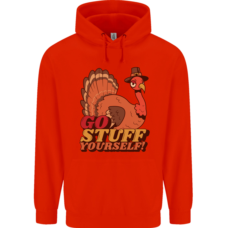 Stuff Yourself Funny Vegetarian Vegan Turkey Childrens Kids Hoodie Bright Red