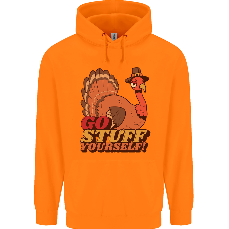 Stuff Yourself Funny Vegetarian Vegan Turkey Childrens Kids Hoodie Orange