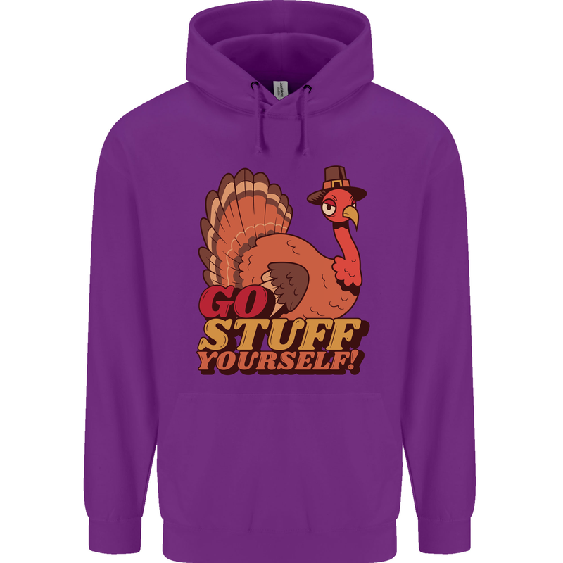 Stuff Yourself Funny Vegetarian Vegan Turkey Childrens Kids Hoodie Purple