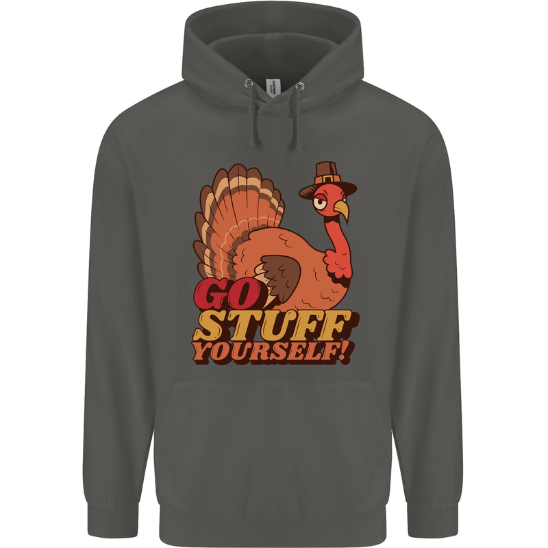 Stuff Yourself Funny Vegetarian Vegan Turkey Childrens Kids Hoodie Storm Grey