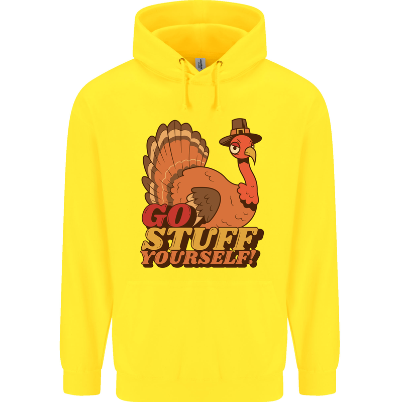 Stuff Yourself Funny Vegetarian Vegan Turkey Childrens Kids Hoodie Yellow