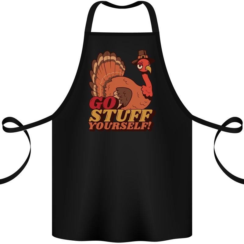 Stuff Yourself Funny Vegetarian Vegan Turkey Cotton Apron 100% Organic Black