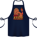 Stuff Yourself Funny Vegetarian Vegan Turkey Cotton Apron 100% Organic Navy Blue
