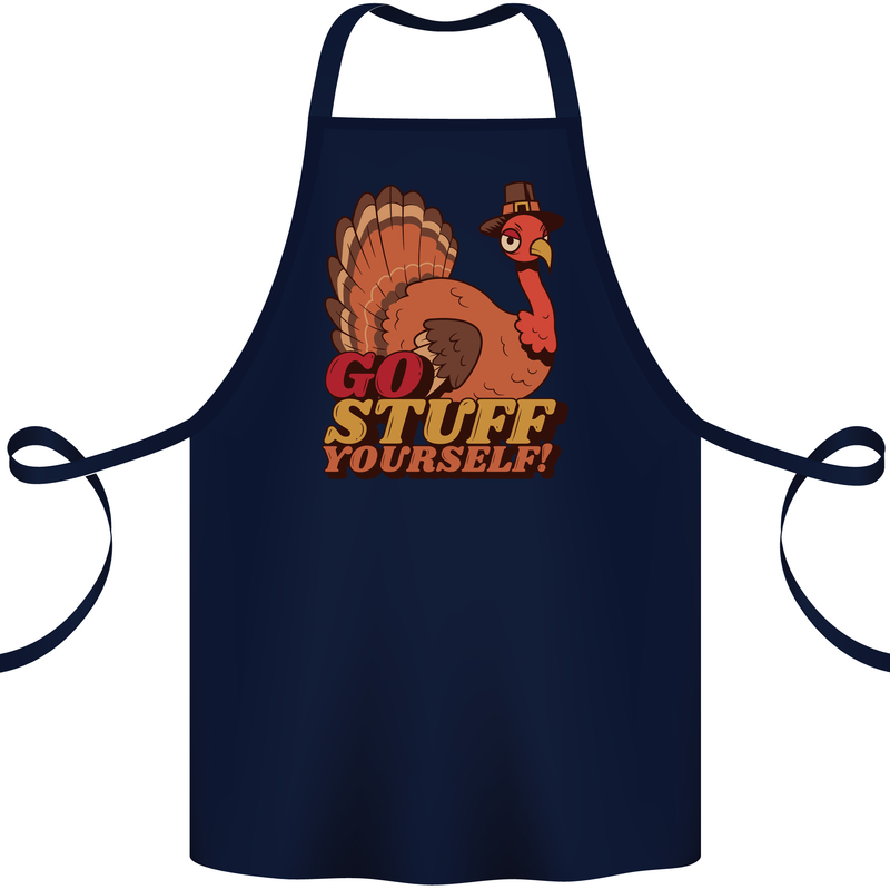 Stuff Yourself Funny Vegetarian Vegan Turkey Cotton Apron 100% Organic Navy Blue