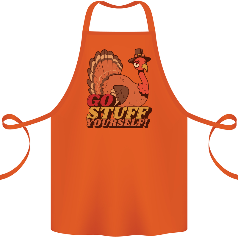 Stuff Yourself Funny Vegetarian Vegan Turkey Cotton Apron 100% Organic Orange