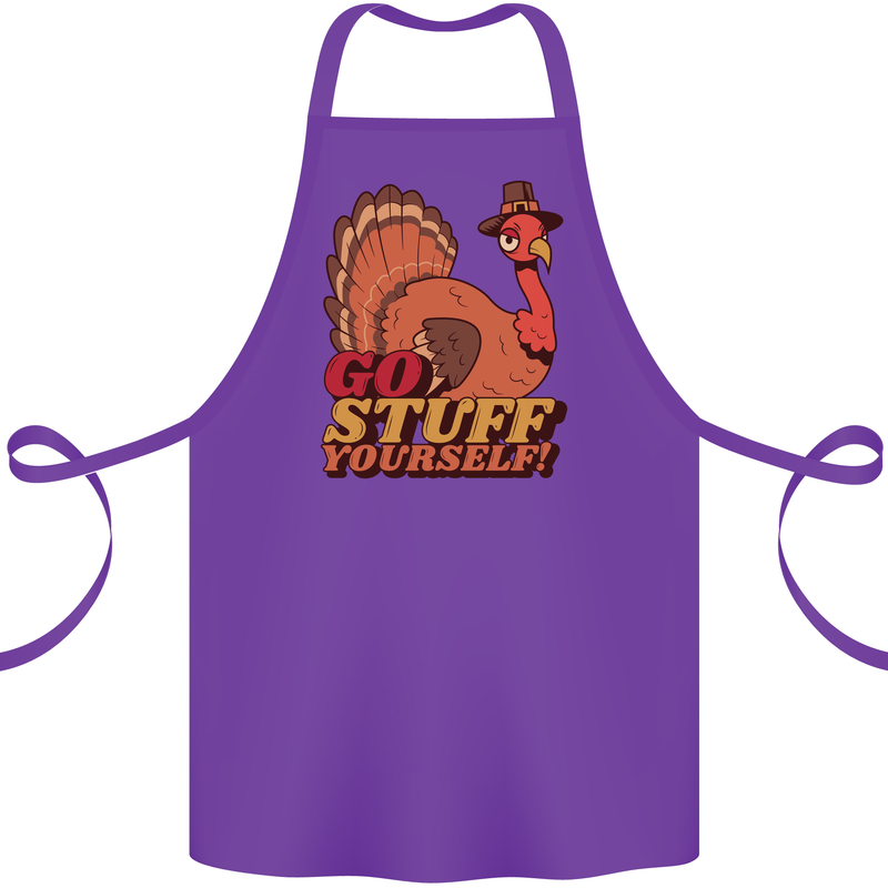 Stuff Yourself Funny Vegetarian Vegan Turkey Cotton Apron 100% Organic Purple