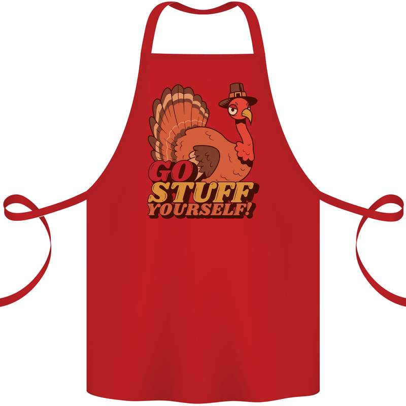 Stuff Yourself Funny Vegetarian Vegan Turkey Cotton Apron 100% Organic Red
