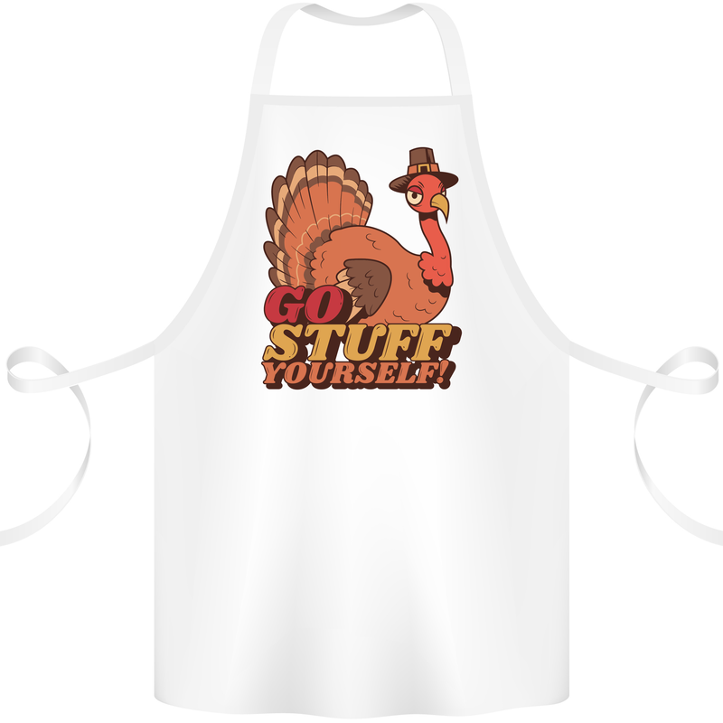 Stuff Yourself Funny Vegetarian Vegan Turkey Cotton Apron 100% Organic White
