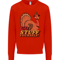 Stuff Yourself Funny Vegetarian Vegan Turkey Kids Sweatshirt Jumper Bright Red