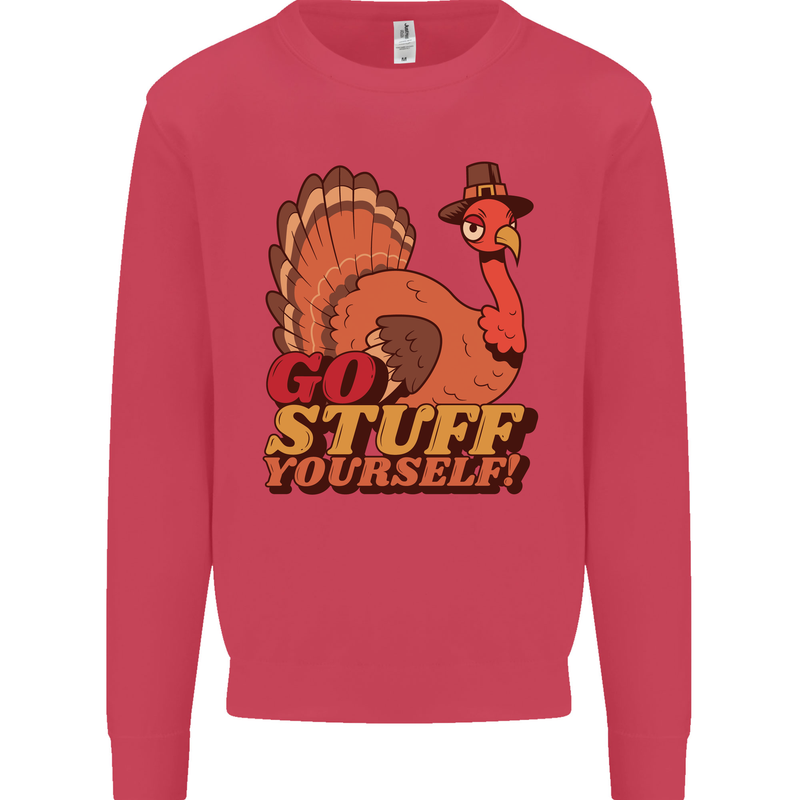 Stuff Yourself Funny Vegetarian Vegan Turkey Kids Sweatshirt Jumper Heliconia